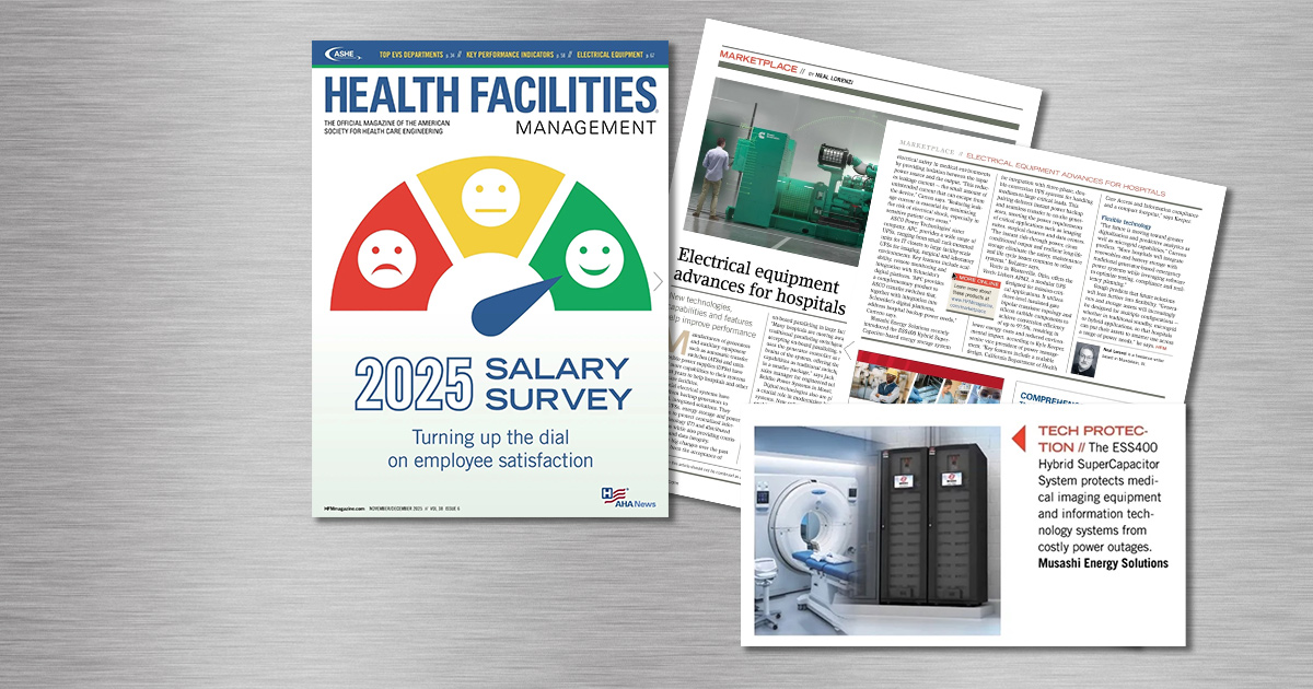 Article clipping from Healthcare Facilities Management magazine